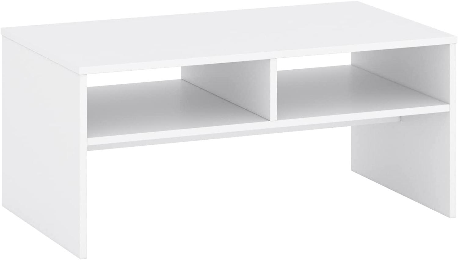 Domando Couchtisch Macerata Modern für Wohnzimmer Breite 90cm, mit praktischen Ablagen in Weiß Matt Bild 1