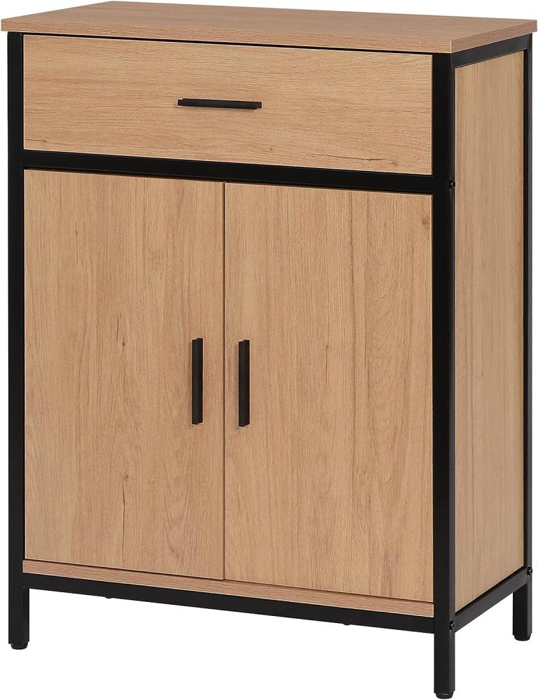 EUGAD Badezimmerschrank mit 1 Schublade 2 Türen, freistehender Badschrank, Badkommode mit verstellbarem Regal, Aufbewahrungsschrank für Wohnzimmer Küche Flur, 60x80x30 cm Bild 1