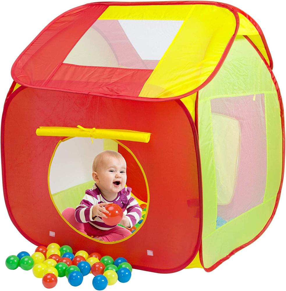 Spielwerk Spielzelt Pop Up Funktion inkl. 200 Bälle Tragetasche Kinderzimmer Kinder Bällebad Spielhaus Tipi Insektenschutz Draußen Drinnen Bild 1
