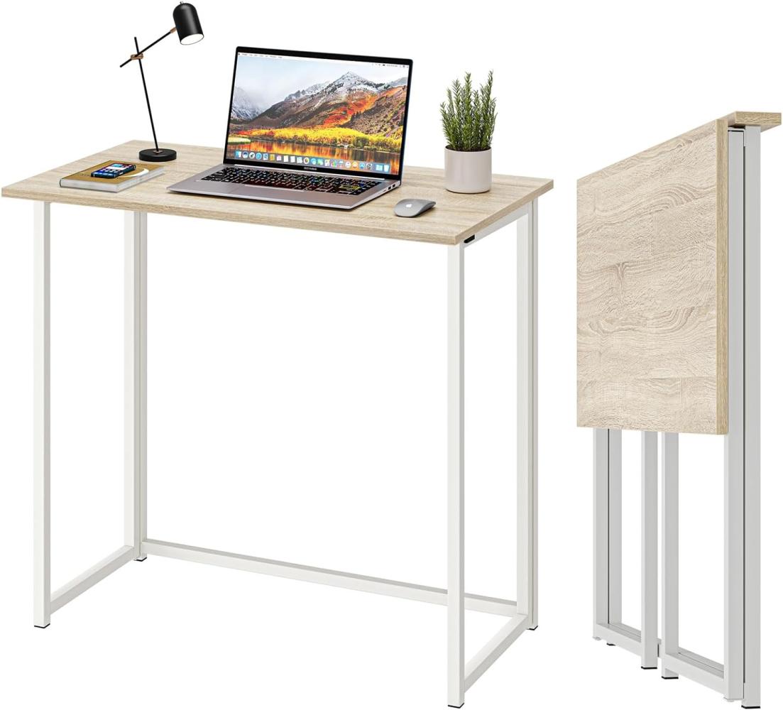 Dripex Faltbar Tisch Schreibtisch Computertisch für Homeoffice Arbeitszimmer Klappbar PC Tisch (Eichefarbe) Bild 1