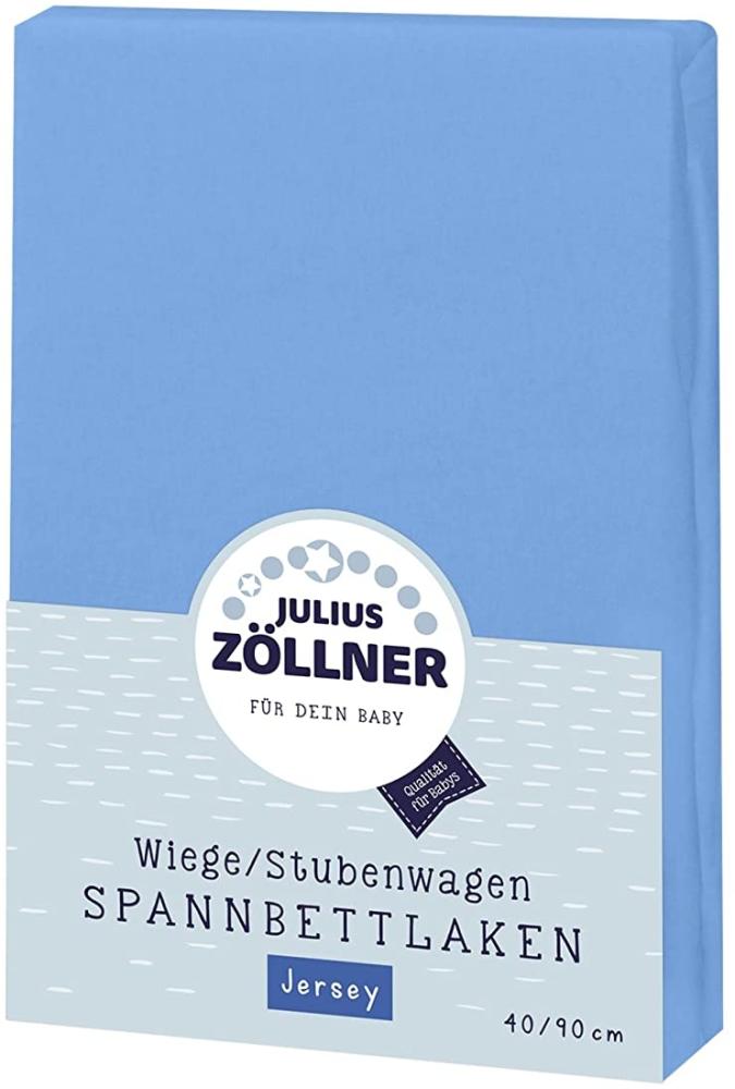 Julius Zöllner 8330013300 Jersey Spannbetttuch für Wiegen 90x40 und Stubenwagen, Farbe: blau Bild 1