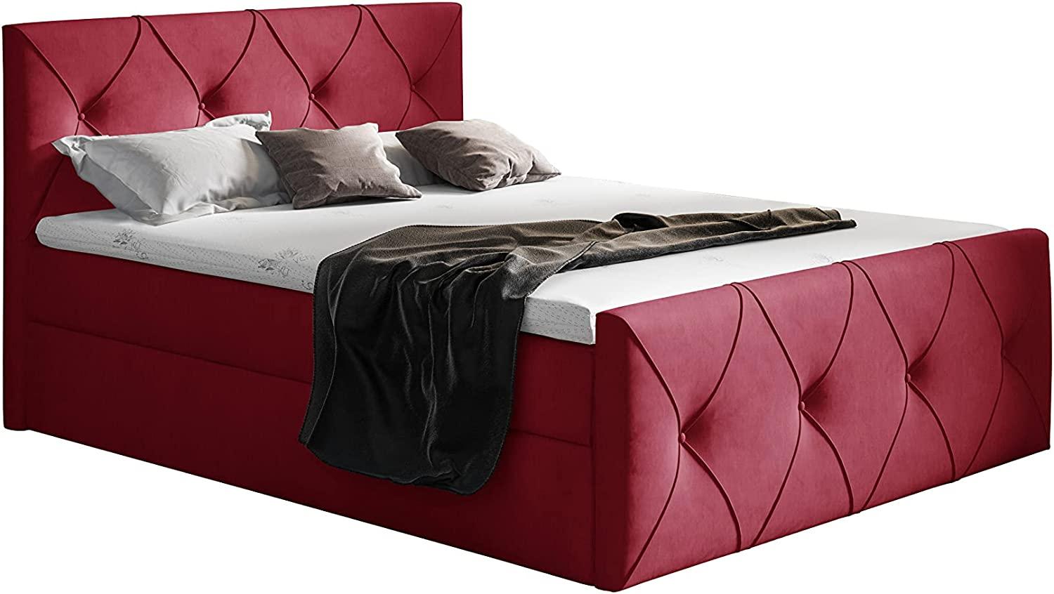 Stylefy 'Arian Lux' Boxspringbett, Velours  Bordeaux 200 x 200 cm Bild 1