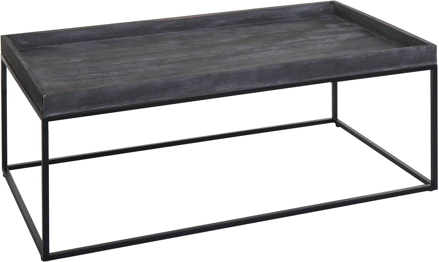 Couchtisch HWC-K71, Kaffeetisch Beistelltisch Tisch, Holz massiv Metall 46x110x60cm ~ dunkelgrau Bild 1