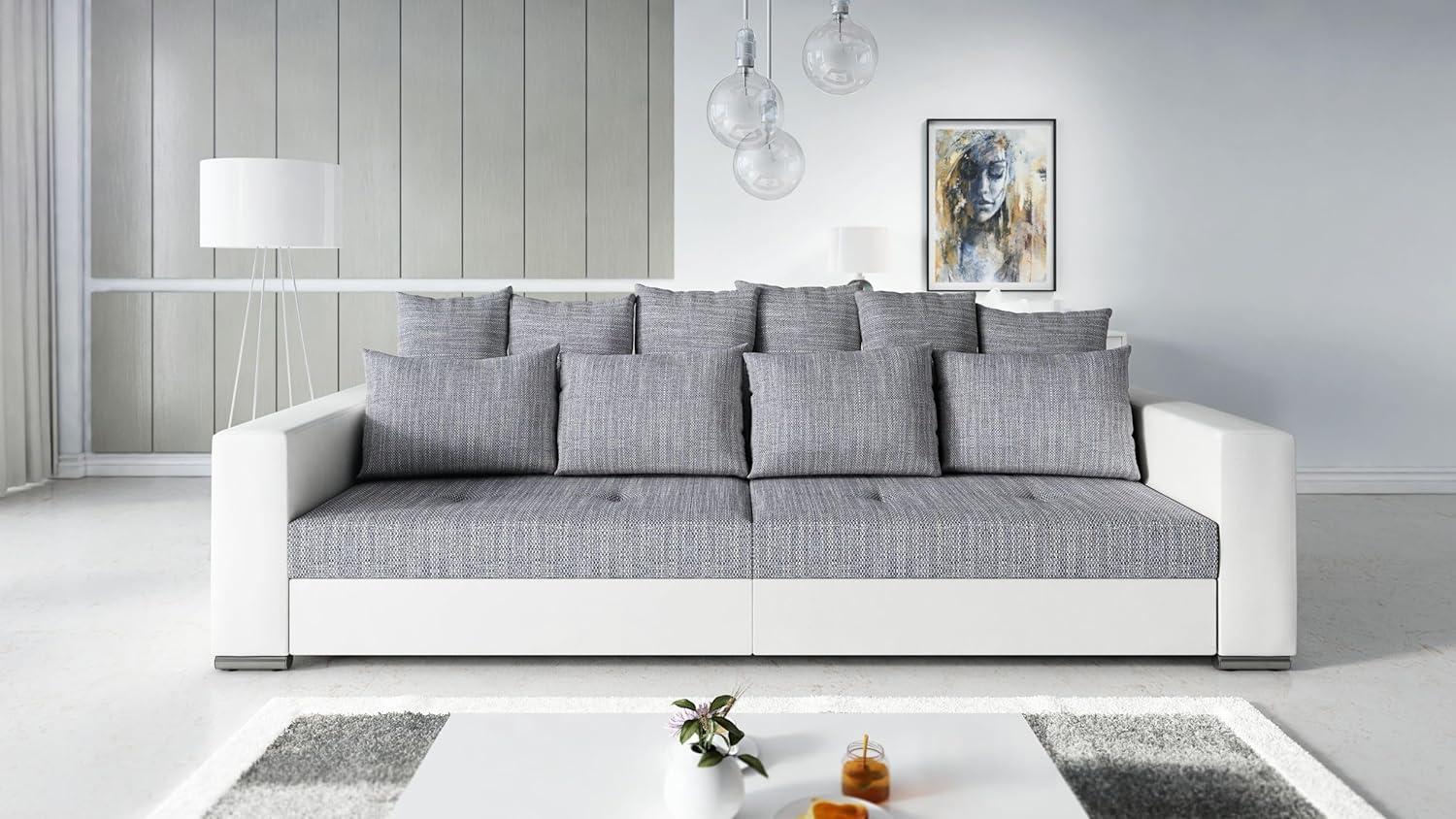Modernes Big Sofa Wohnlandschaft Sofa Couch Jumbo 1 - Weiß - Hellgrau Bild 1