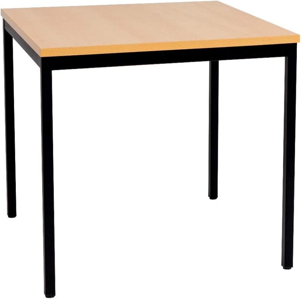 Furni24 Schreibtisch mit laminierter Platte, Metallgestell und verstellbaren Füßen, Buche, 80 x 80 x 75 cm Bild 1