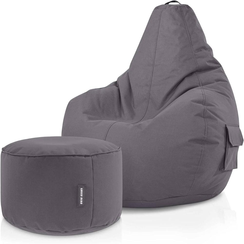 Green Bean© Sitzsack mit Rückenlehne + Hocker "Cozy+Stay" 80x70x90cm - Gaming Chair mit 230L Füllung - Bean Bag Lounge Chair Sitzhocker Aquamarin Bild 1