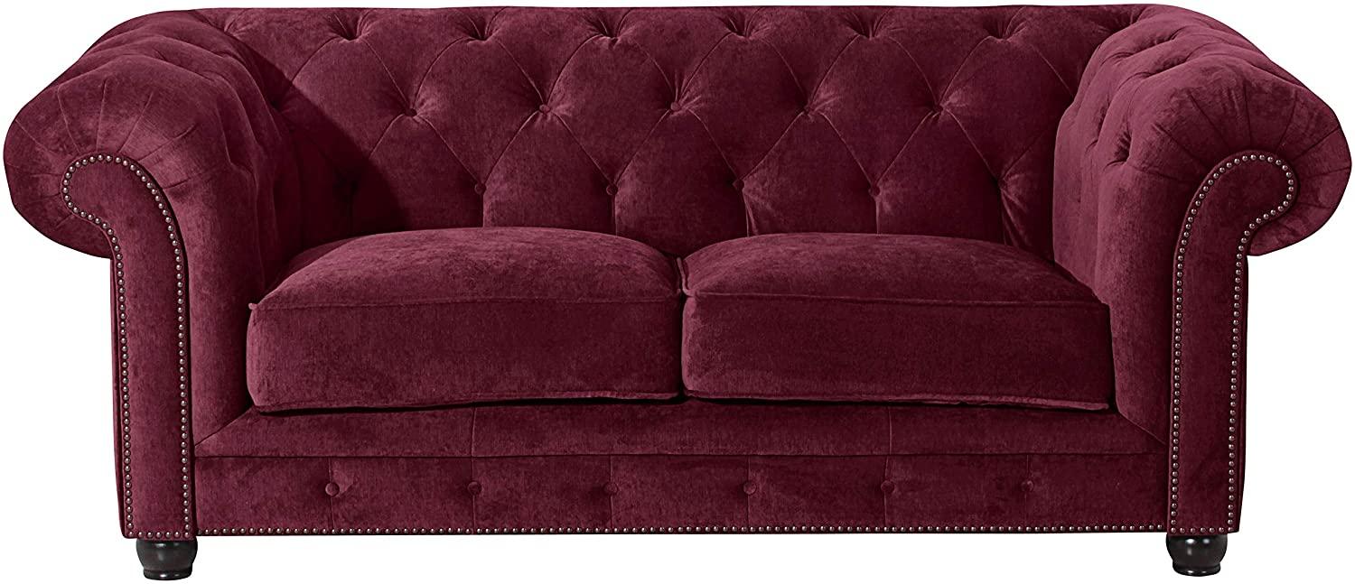 Orleans Sofa 2-Sitzer Microfaser Burgund Buche Nussbaumfarben Bild 1