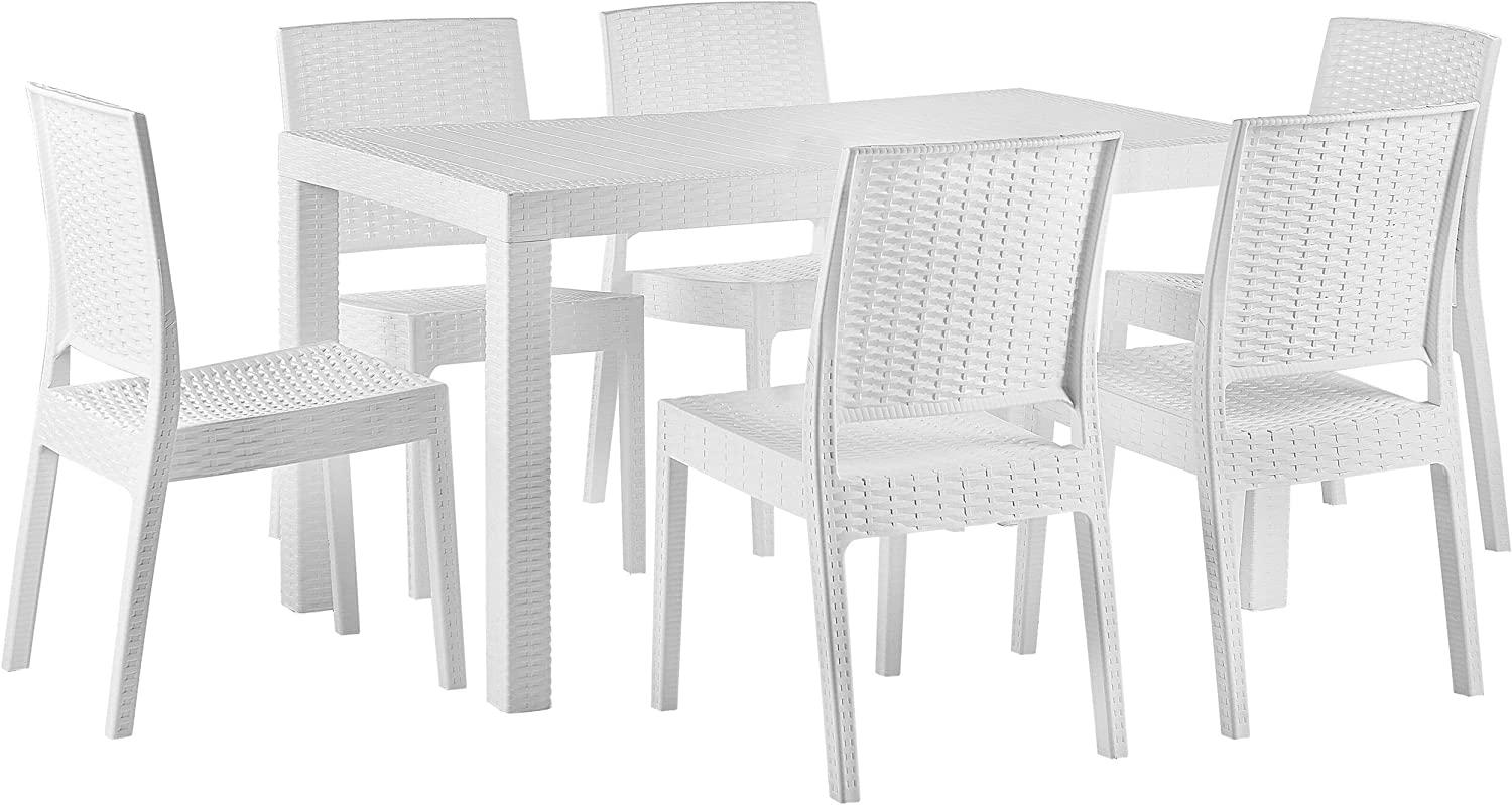 Gartenmöbel Set Rattanoptik weiß 6-Sitzer FOSSANO Bild 1