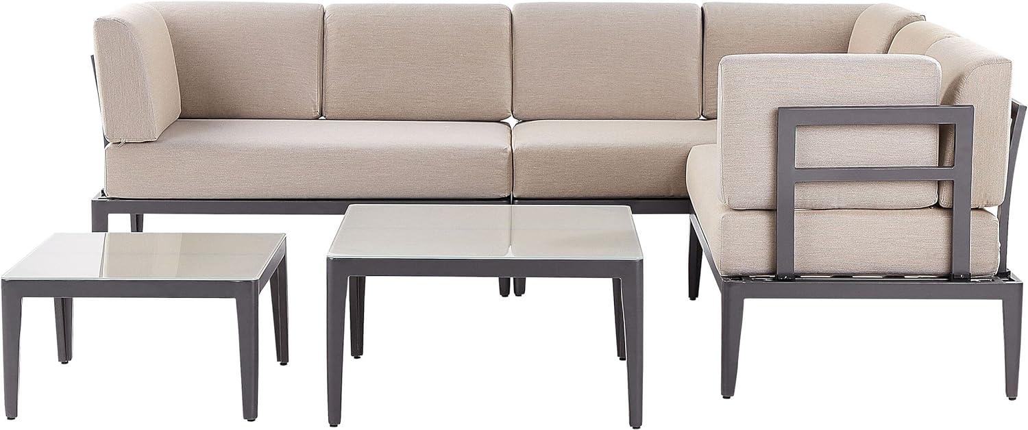 Lounge Set Aluminium grau 6-Sitzer linksseitig modular Auflagen beige RIMA III Bild 1