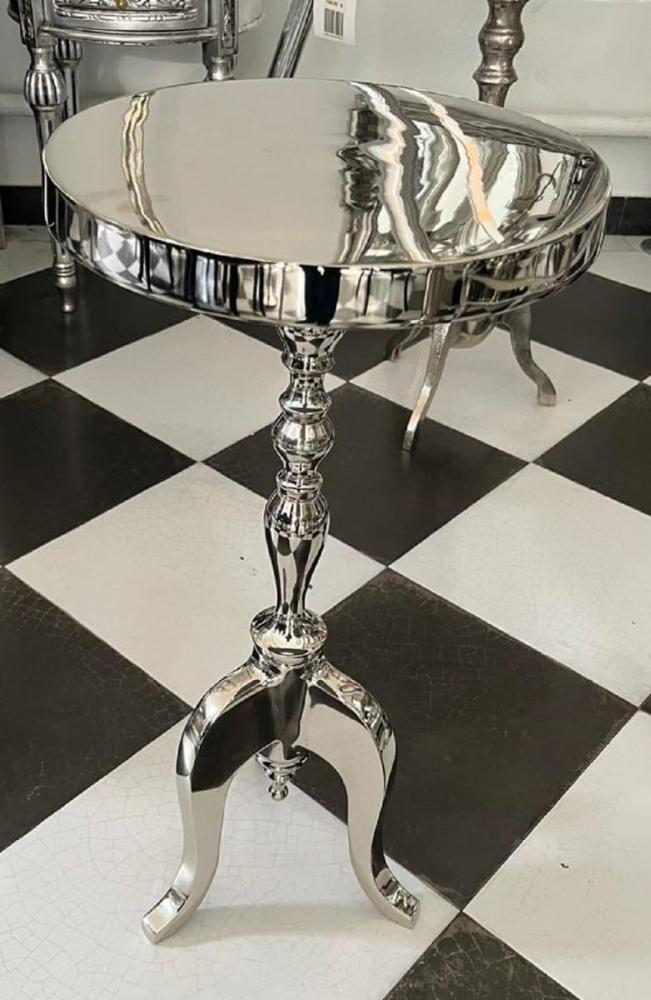 Casa Padrino Luxus Beistelltisch Silber Ø 28 x H. 60 cm - Runder Aluminium Tisch - Wohnzimmer Möbel - Aluminium Möbel - Luxus Möbel Bild 1