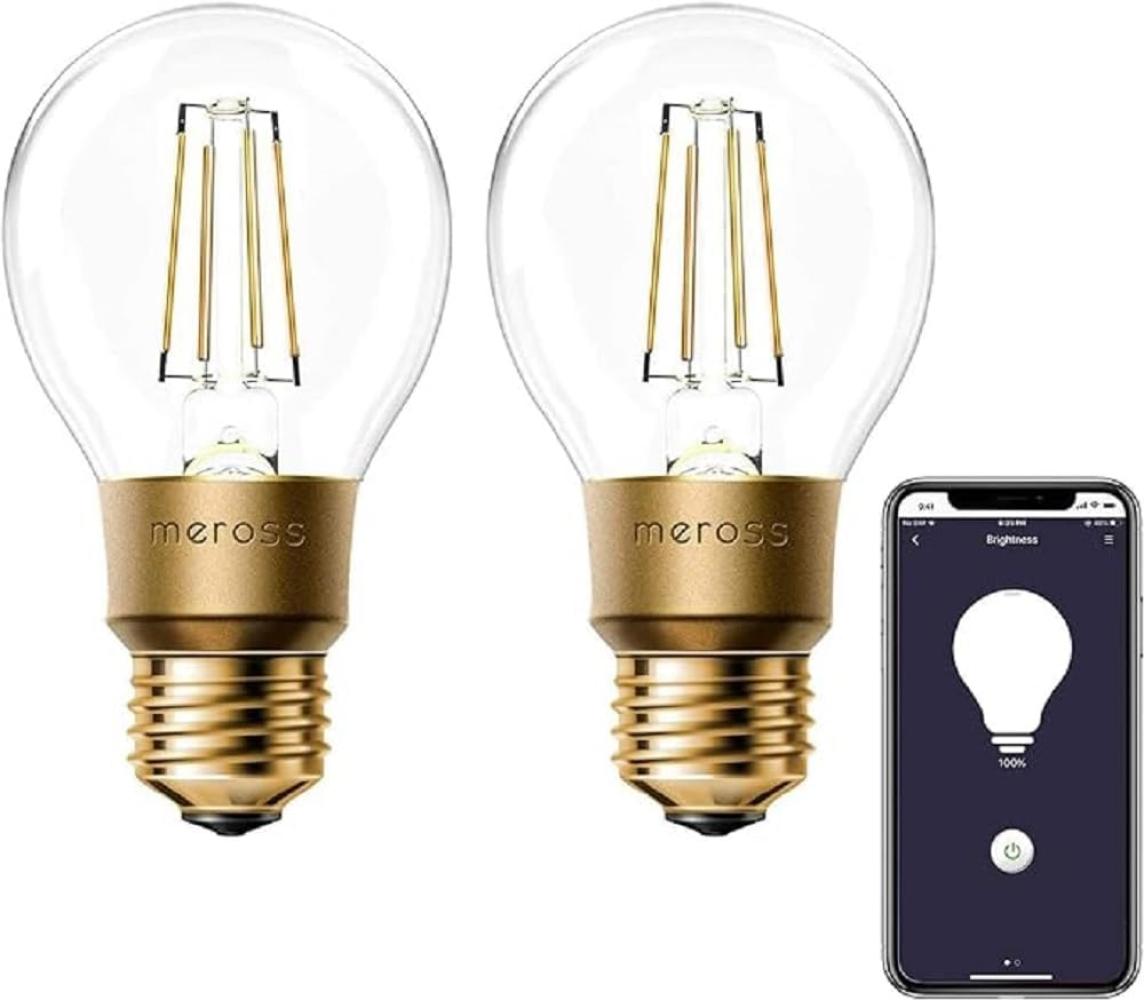Meross Smart Vintage Glühbirne WLAN Glühbirne 2 pcs, Smart Edison Retro Lampe WarmweißDimmbare LED Lampe, kompatibel mit Alexa, Google Assistant und SmartThings, E27 60W Äquivalent Bild 1