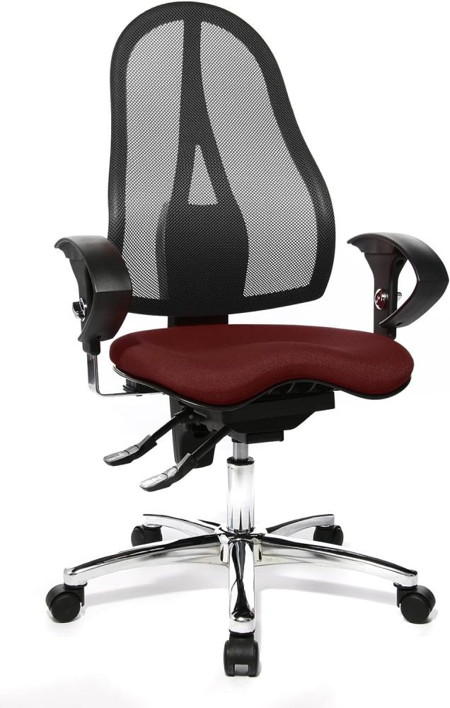 Topstar ST19UG27 Sitness 15, ergonomischer Bürostuhl, Schreibtischstuhl, inkl. höhenverstellbare Armlehnen, Bezugsstoff bordeaux / rot Bild 1