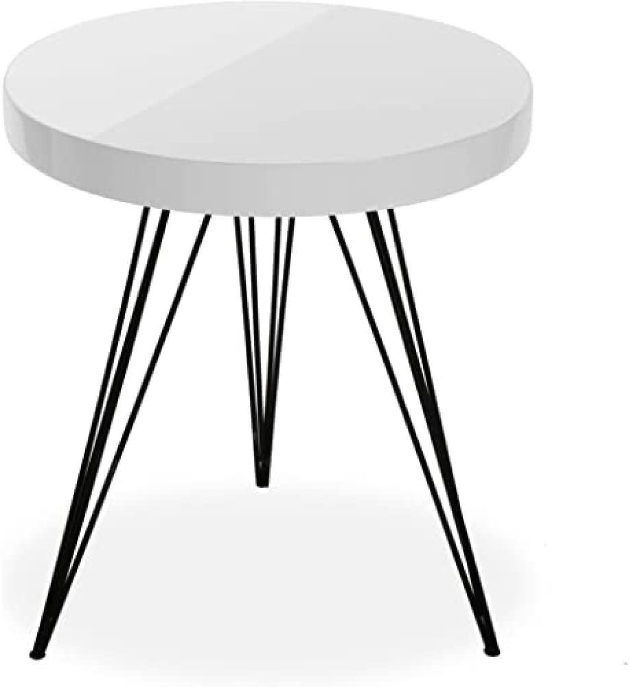 Versa Fontana Beistelltisch für das Wohnzimmer, Schlafzimmer oder die Küche. Moderner, niedriger Tisch, Maßnahmen (H x L x B) 55 x 51 x 51 cm, Holz und Metall, Farbe: Weiß Bild 1