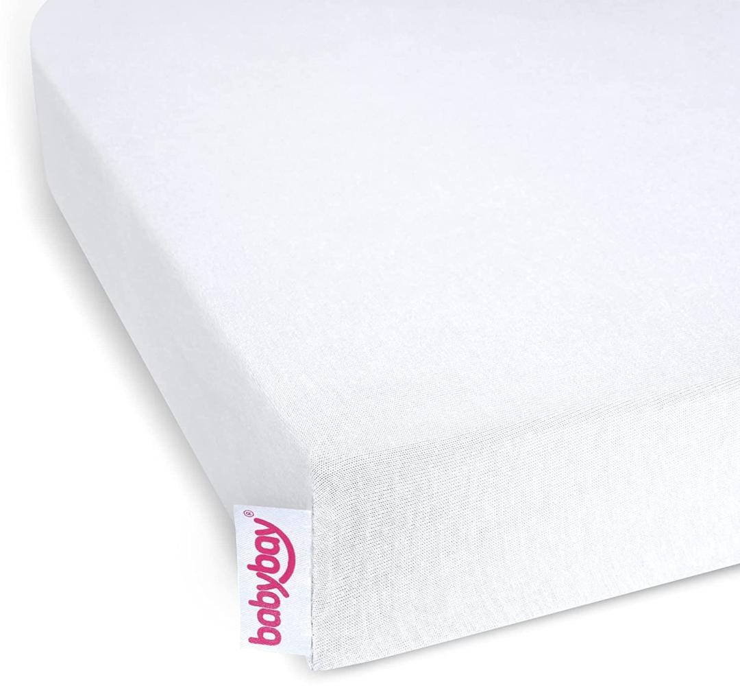 Babybay Jersey Spannbetttuch Deluxe Cotton mit Membran Weiß Bild 1