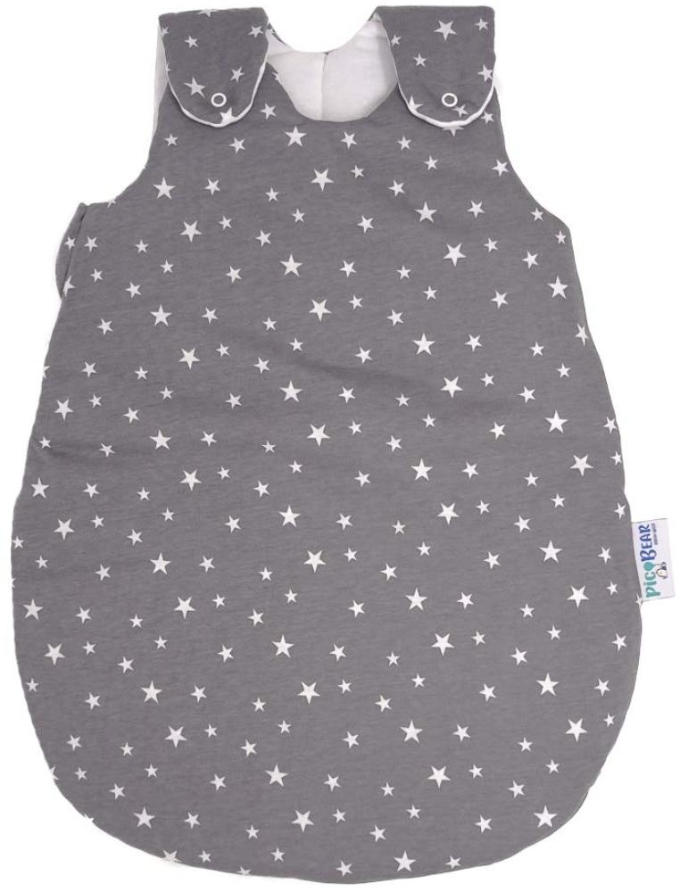 Babyschlafsack HONEY | mitwachsend & atmungsaktiv | ganzjahres Baby-Schlafsack | pflegeleichtes Polyesterflies | vier verstellbaren Größen (Sterne grau, 74/80) Bild 1
