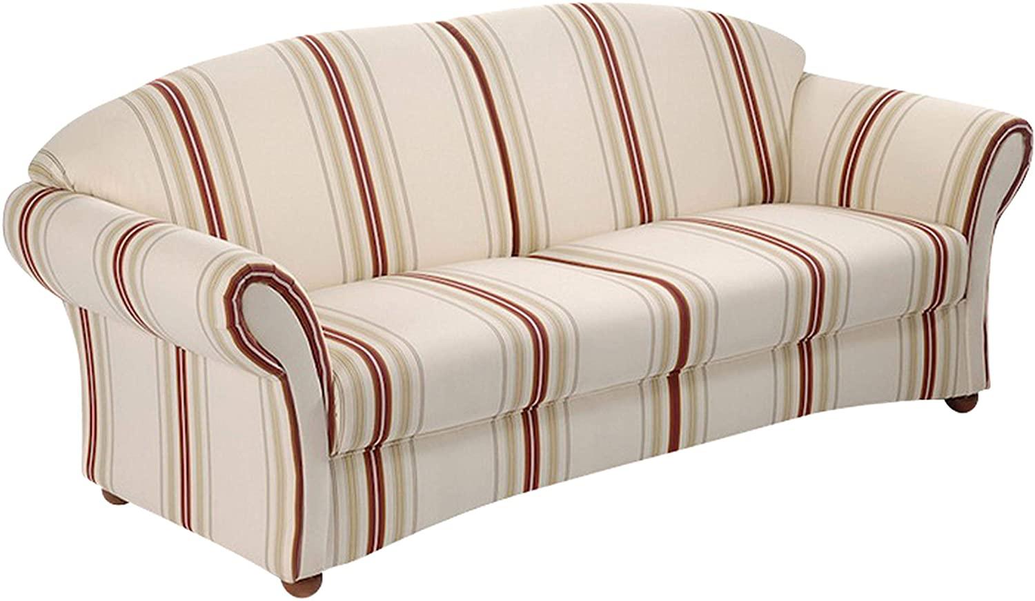 Corona Sofa 2,5-Sitzer Flachgewebe Weiß Buche Nussbaumfarben Bild 1