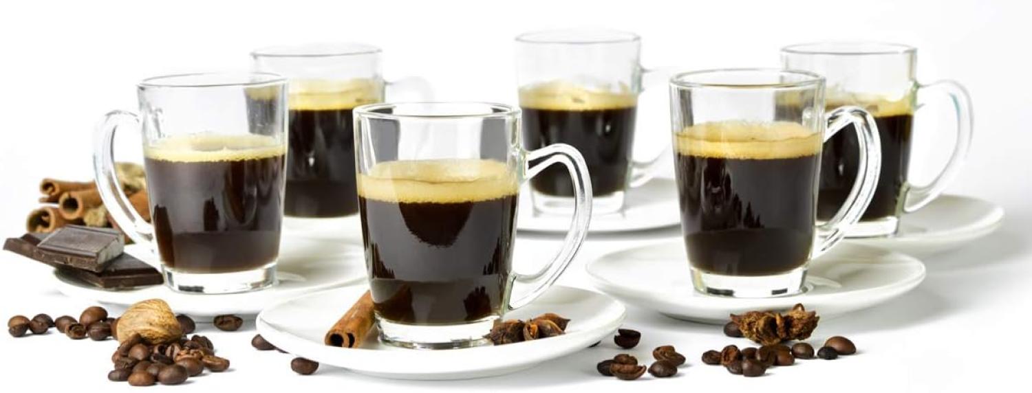 12tlg Espressotassen mit Porzellan Teller Kaffeegläser Mokkatassen Bild 1