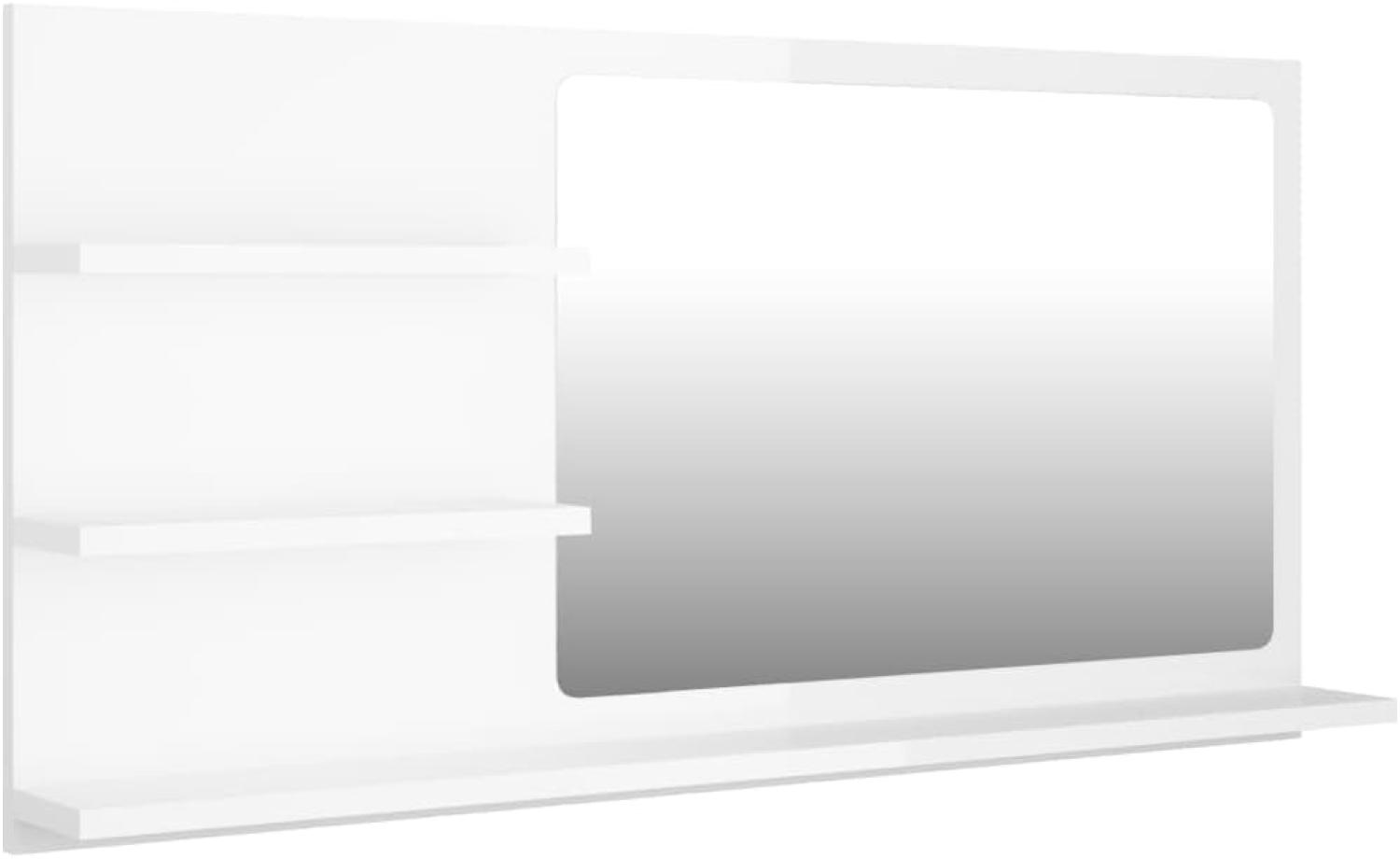 vidaXL Badspiegel Hochglanz-Weiß 90x10,5x45 cm Spanplatte Bild 1