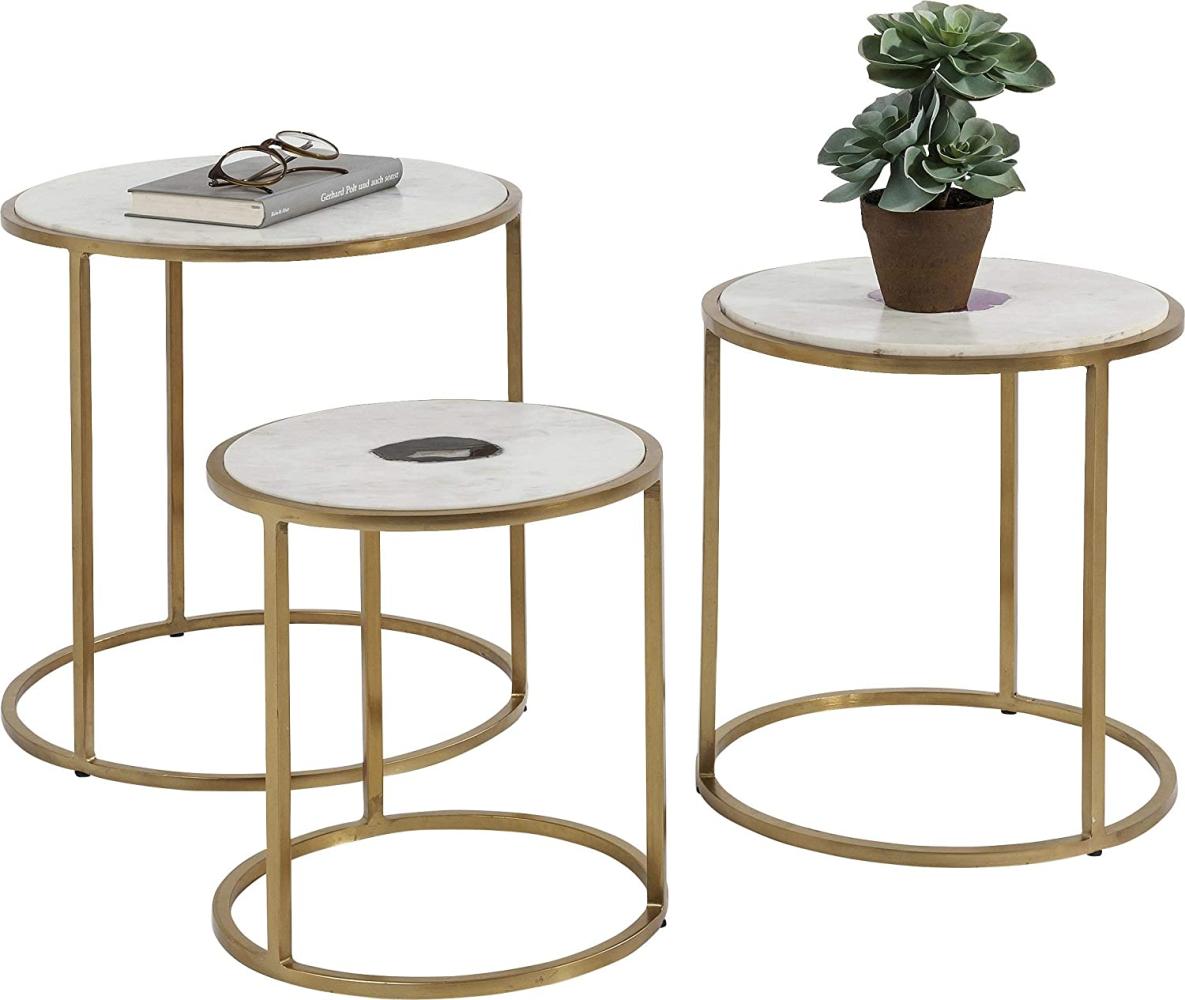 Kare Design Beistelltisch Limbo (3/Set), kleiner Zustelltisch in verschiedenen Größen, Tischchen mit einer hochwertigen Mamorplatte, (H/B/T) 43x45x45cm Bild 1