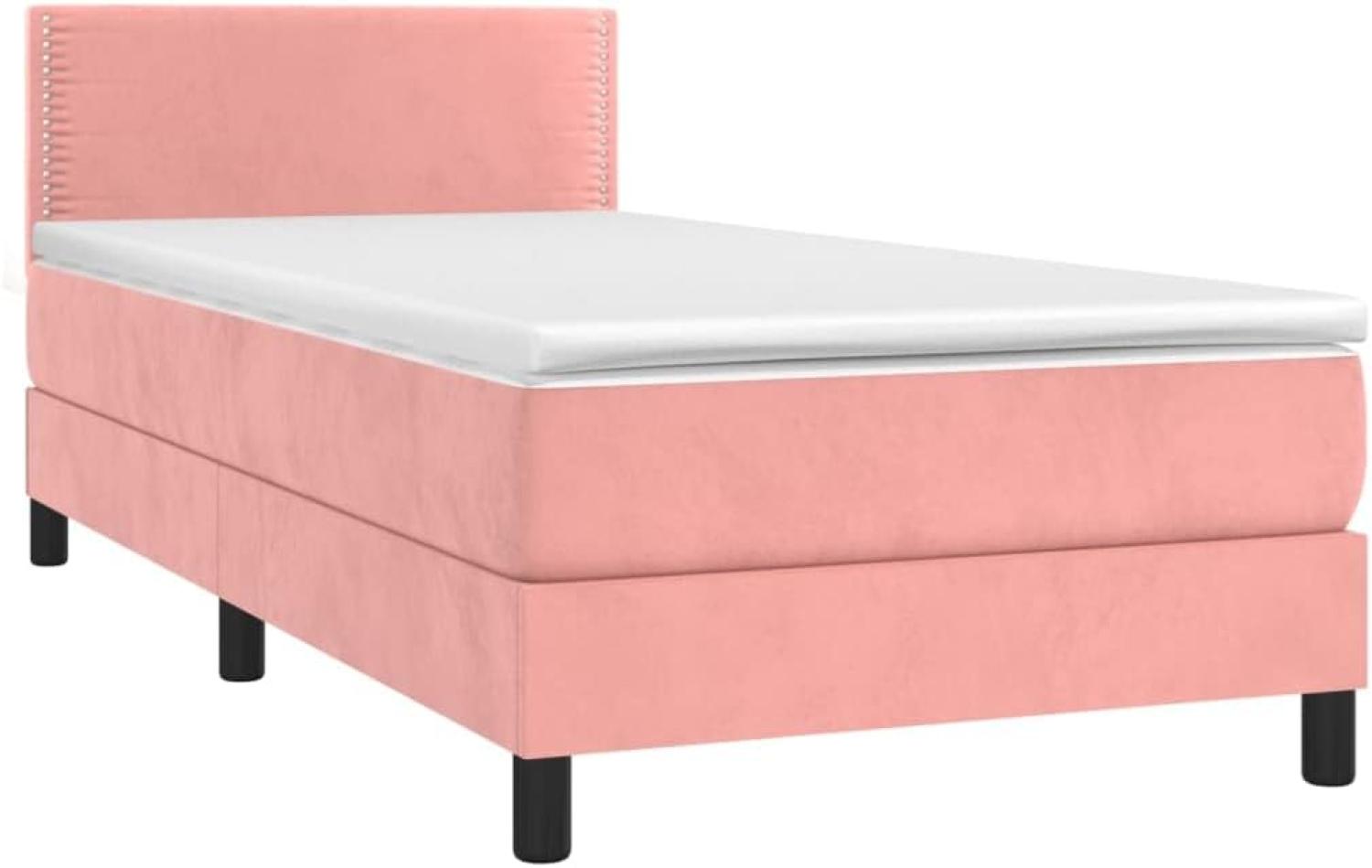 Boxspringbett mit Matratze & LED Rosa 90x190 cm Samt (Farbe: Rosa) Bild 1