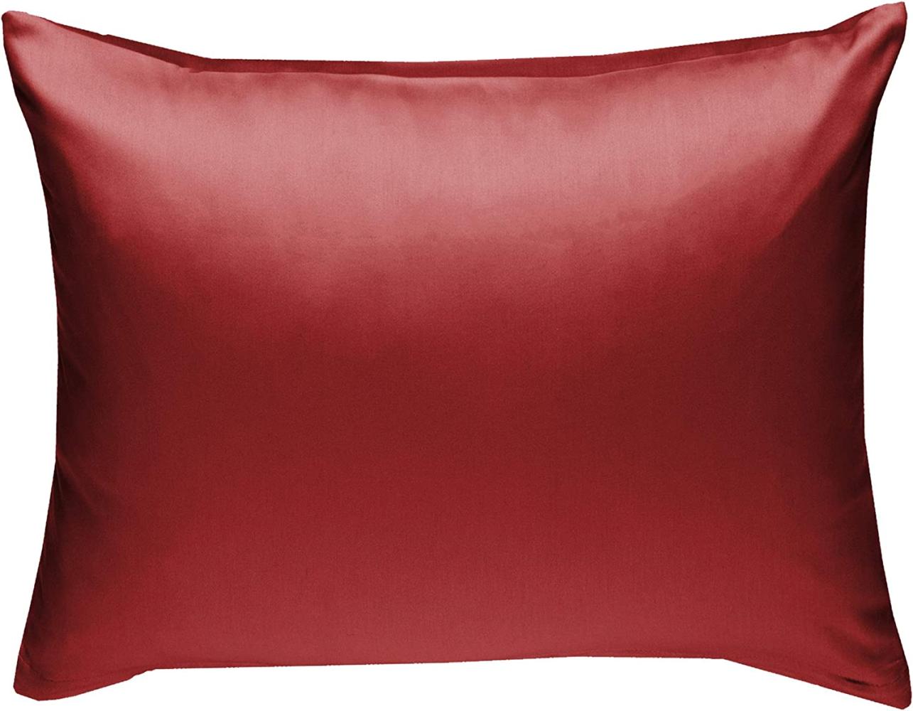 Bettwaesche-mit-Stil Mako-Satin / Baumwollsatin Bettwäsche uni / einfarbig rot Kissenbezug 70x90 cm Bild 1