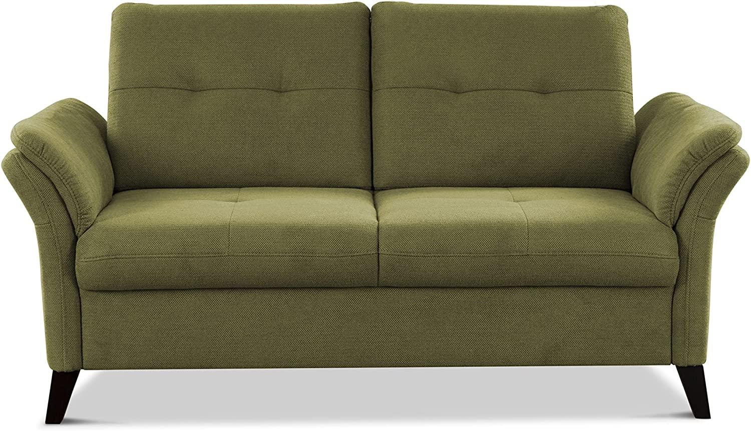 CAVADORE 2er Sofa Grönland / Skandinavische 2-Sitzer-Couch mit Federkern + Sitztiefenverstellung / 173 x 90 x 102 / Flachgewebe, Grün Bild 1