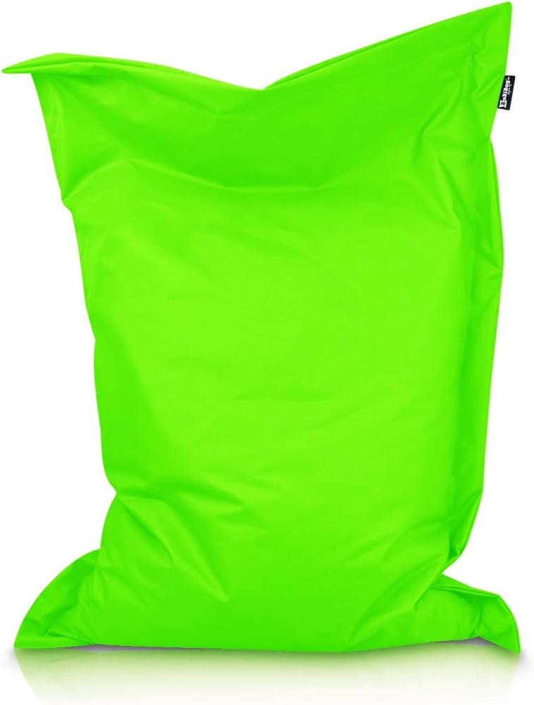 BuBiBag XXL Sitzsack, Outdoor Sitzsäcke für Kinder und Erwachsene, Bodenkissen Beanbag Fatboy wetterfest (Neongrün 70x70cm) Bild 1