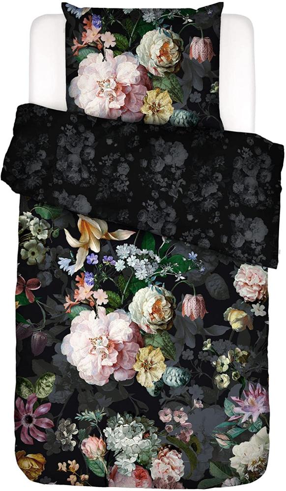 Essenza Mako-Satin Bettwäsche Fleur Festive blooming black | 135x200 cm + 80x80 cm Bild 1