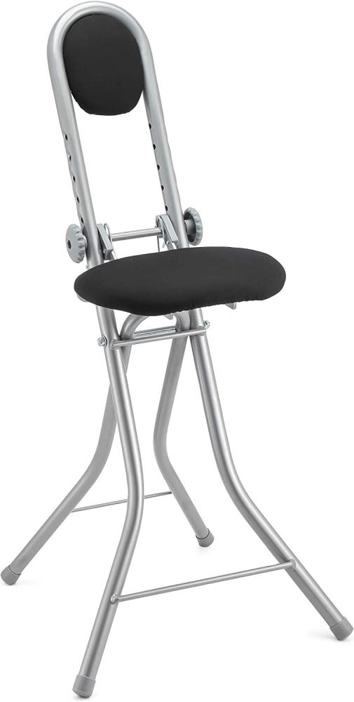 Ribelli® Stuhl mit Verstellbarer Rückenlehne, für Küche, Büro, Küche, Stuhl, höhenverstellbar, ca. 102 x 46,5 x 10 cm, Silber/schwarz Bild 1