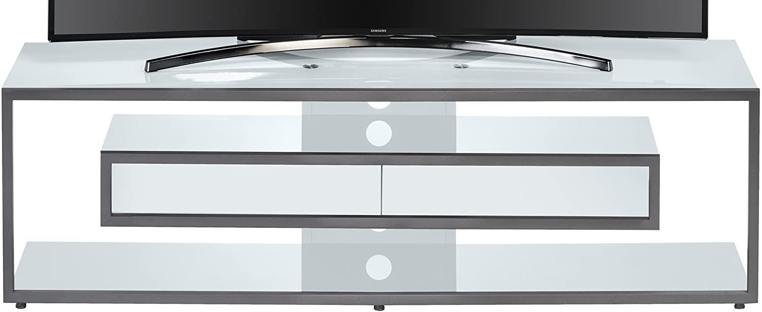 TV- Rack1656, Metall platingrau - Weißglas,140 x 41,2 x 40 cm Bild 1