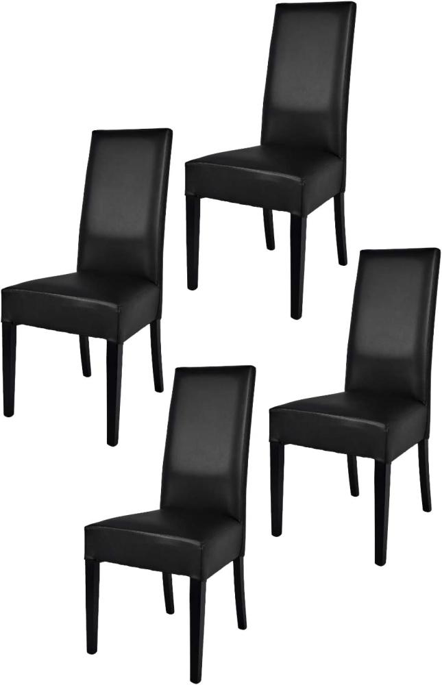 Tommychairs - 4er Set Moderne Stühle Luisa für Küche und Esszimmer, robuste Struktur aus lackiertem Buchenholz Farbe Schwarz, Gepolstert und mit schwarzem Kunstleder bezogen Bild 1