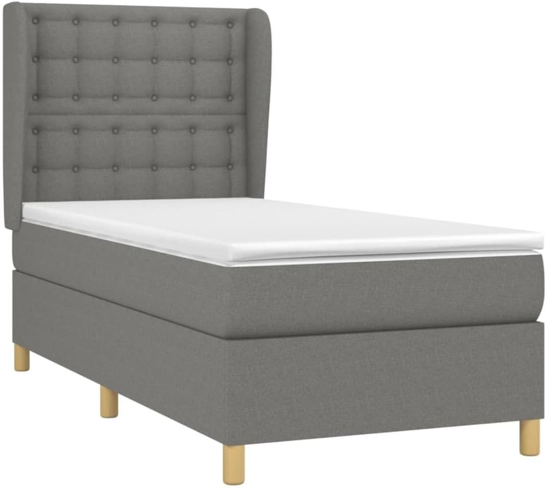 vidaXL Boxspringbett mit Matratze Dunkelgrau 90x200 cm Stoff Bild 1