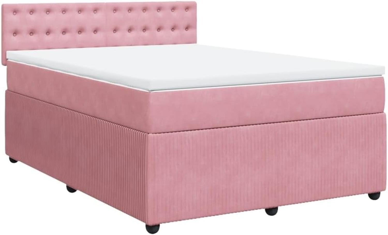 Boxspringbett mit Matratze Rosa 140x190 cm Samt 3287751 Bild 1