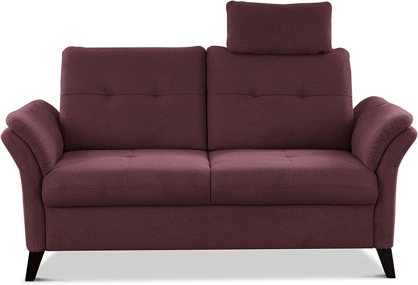 CAVADORE 2er Sofa Grönland / Skandinavische 2-Sitzer-Couch mit Federkern, Sitztiefenverstellung + Kopfstütze / 173 x 90 x 102 / Flachgewebe, Rot Bild 1