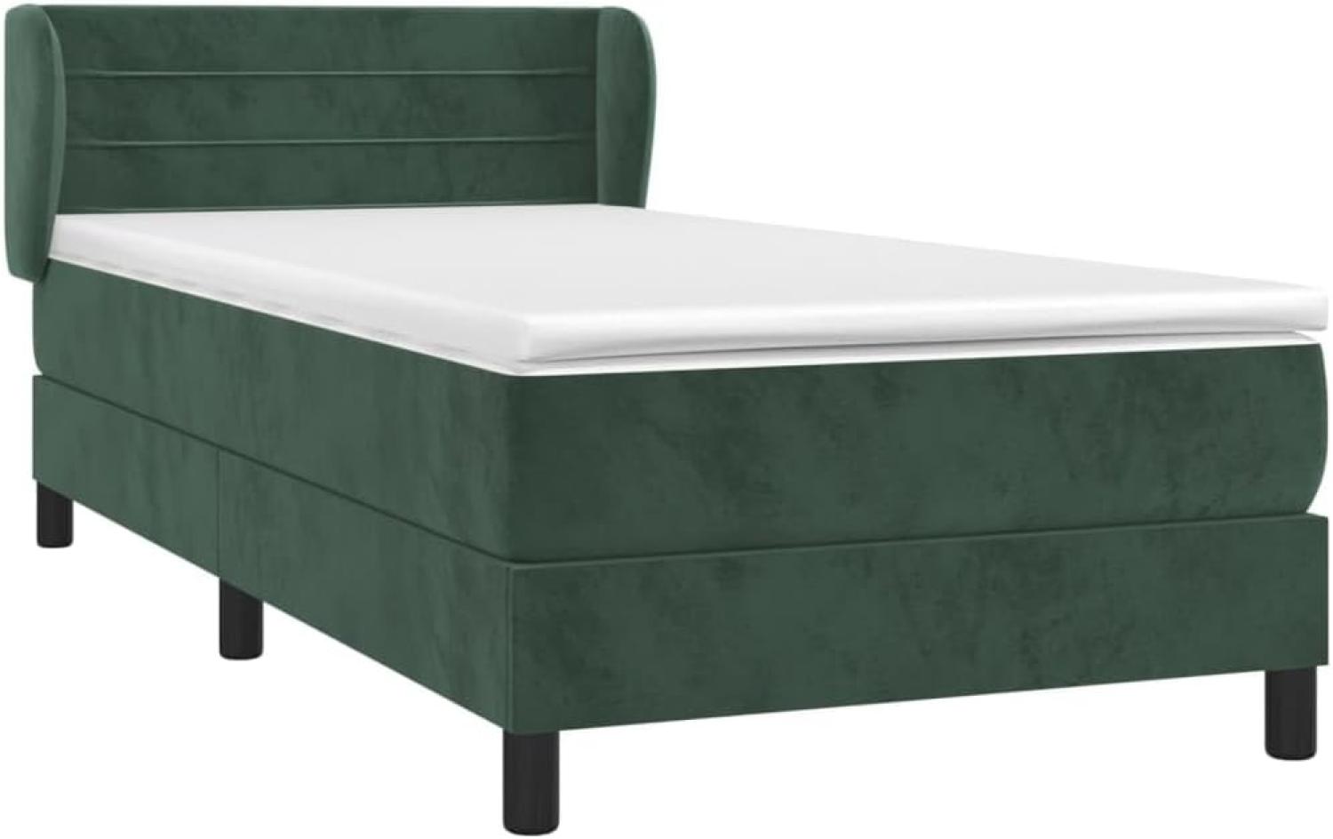 Boxspringbett mit Matratze Dunkelgrün 90x190 cm Samt (Farbe: Grün) Bild 1