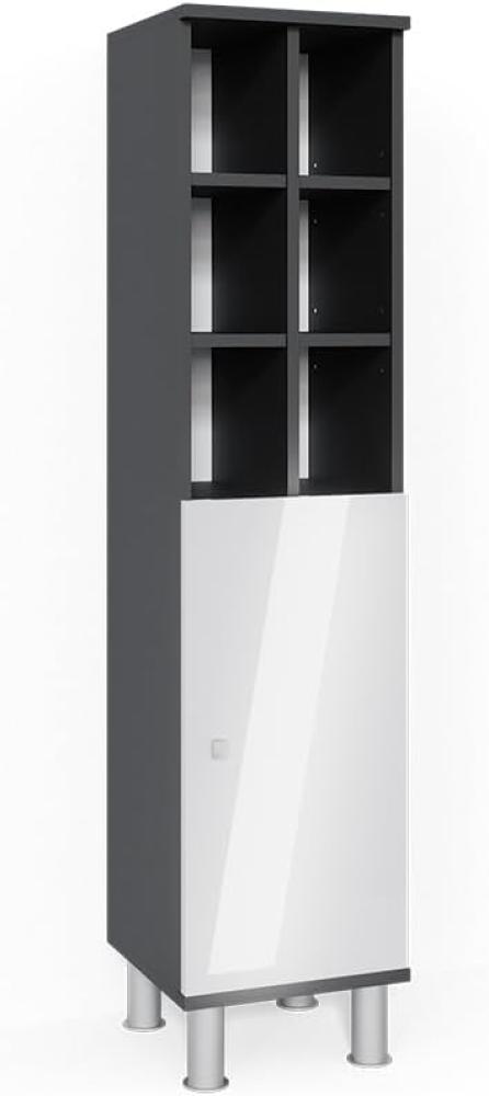 Vicco 'Fynn' Badezimmer Midischrank, Anthrazit Weiß hochglanz, mit 8 Fächern Bild 1