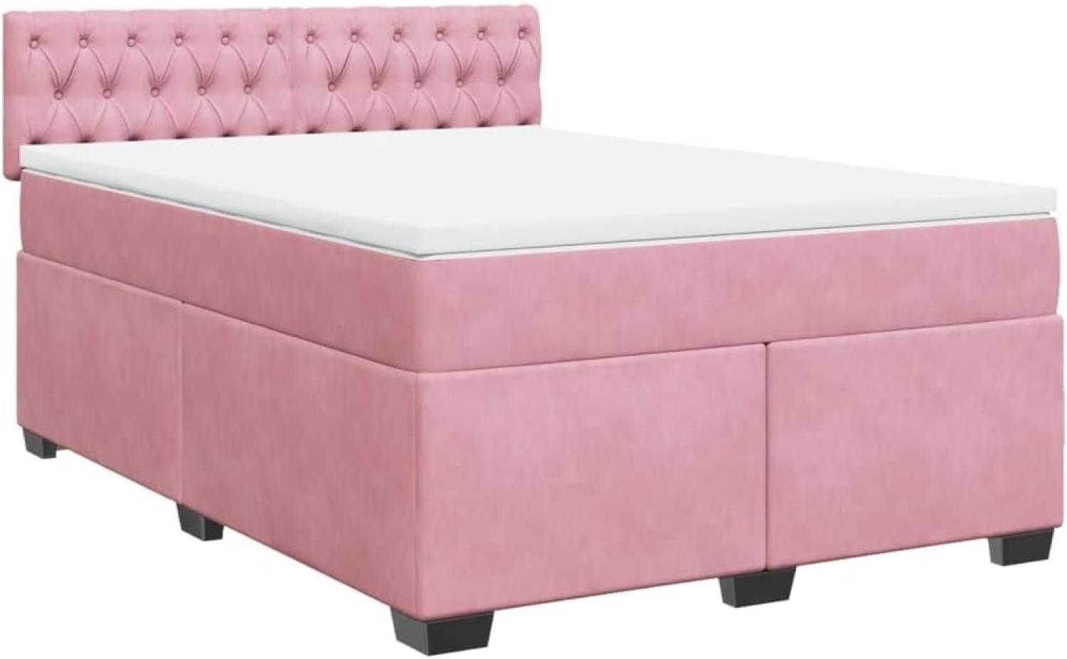 Boxspringbett mit Matratze Rosa 140x190 cm Samt 3288617 Bild 1