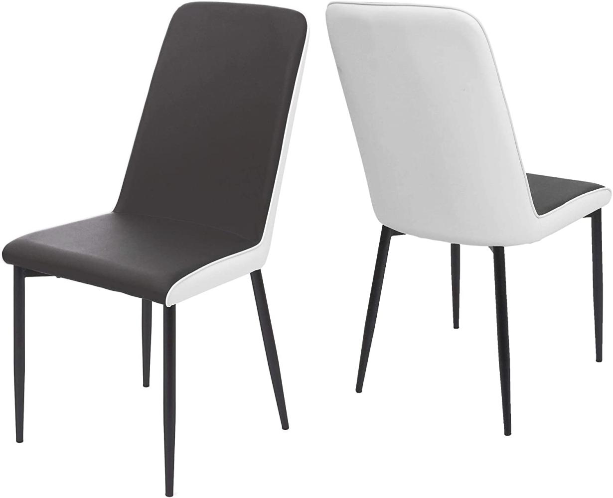 2er-Set Esszimmerstuhl HWC-F26, Stuhl Küchenstuhl, Kunstleder ~ Sitzfläche schwarz Bild 1