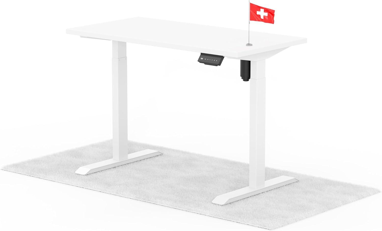 elektrisch höhenverstellbarer Schreibtisch ECO 120 x 60 cm - Gestell Weiss, Platte Weiss Bild 1