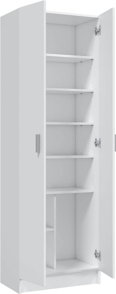 Mehrzweck-Kleiderschrank mit zwei Türen mit sechs Einlegeböden, Farbe Weiß, Maße 59 x 180 x 37 cm Bild 1