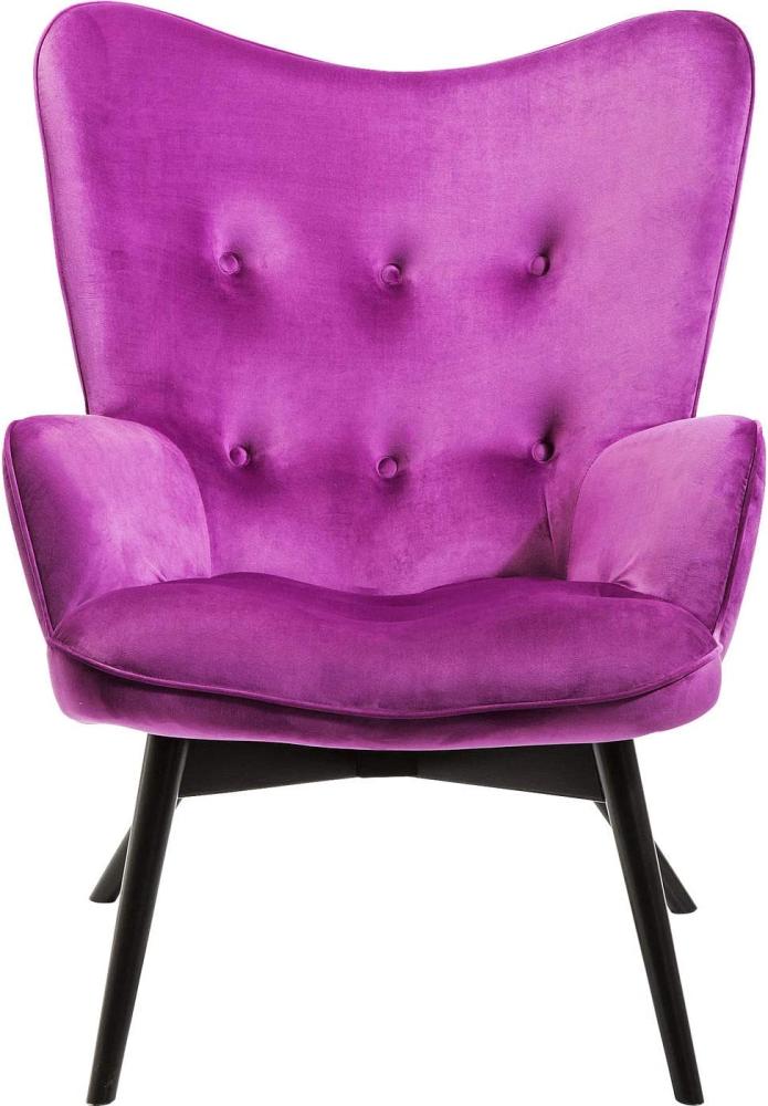 Kare Design Sessel Vicky Velvet, samtiger Loungesessel, TV-Sessel mit dunklem Holzgestell, (H/B/T) 92 x 59 x 63 cm, lila Bild 1