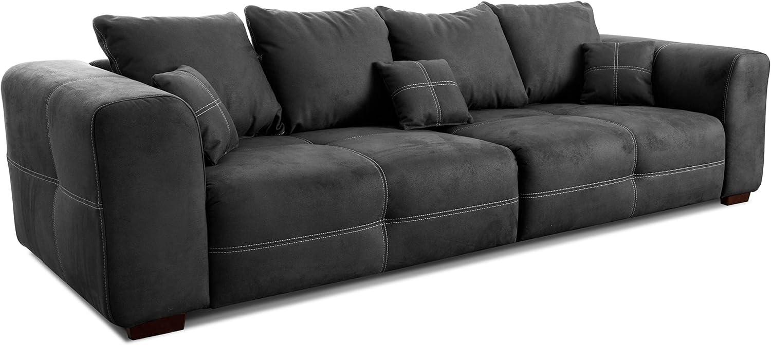 Cavadore Big Sofa Mavericco / XXL Couch im modernen Design / Inklusive Rückenkissen und Zierkissen / 287 x 69 x 108 cm (BxHxT) / Mikrofaser Schwarz Bild 1