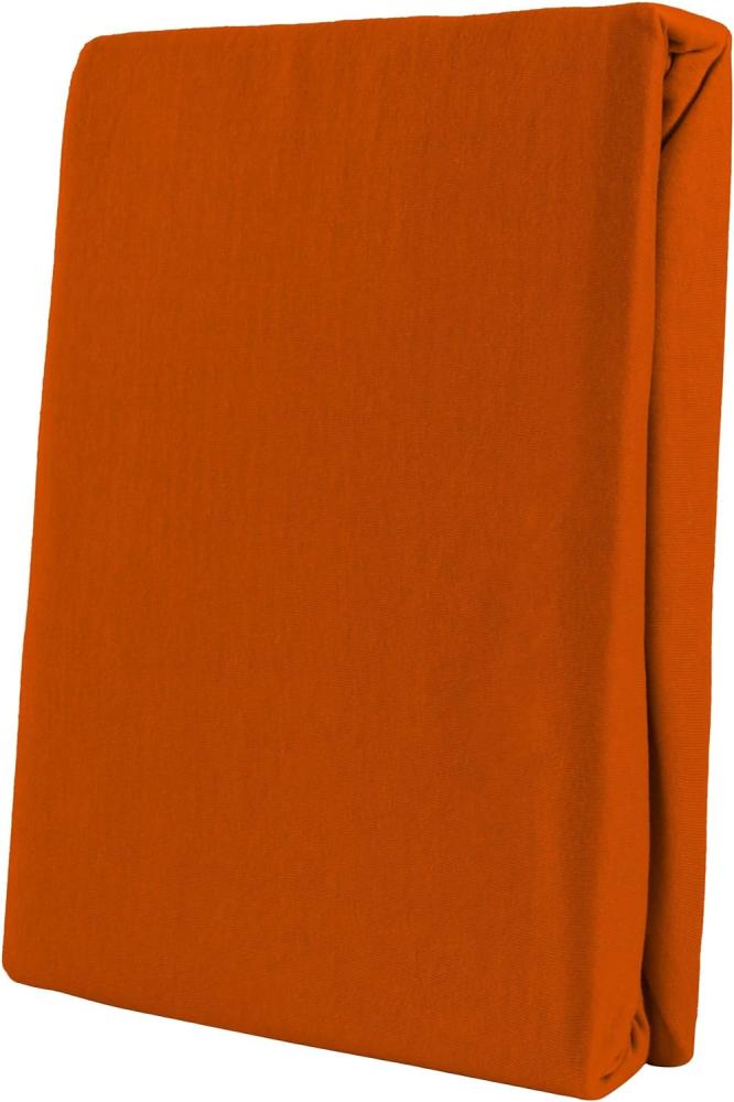 Leonado Vicent - Classic Spannbettlaken Bettlaken 100% Baumwolle Jersey Spannbetttuch in vielen Farben & Größen, Maße Spannbettlaken:200 x 200 cm - 200 x 220 cm, Farbe Spannbettlaken:Orange Bild 1