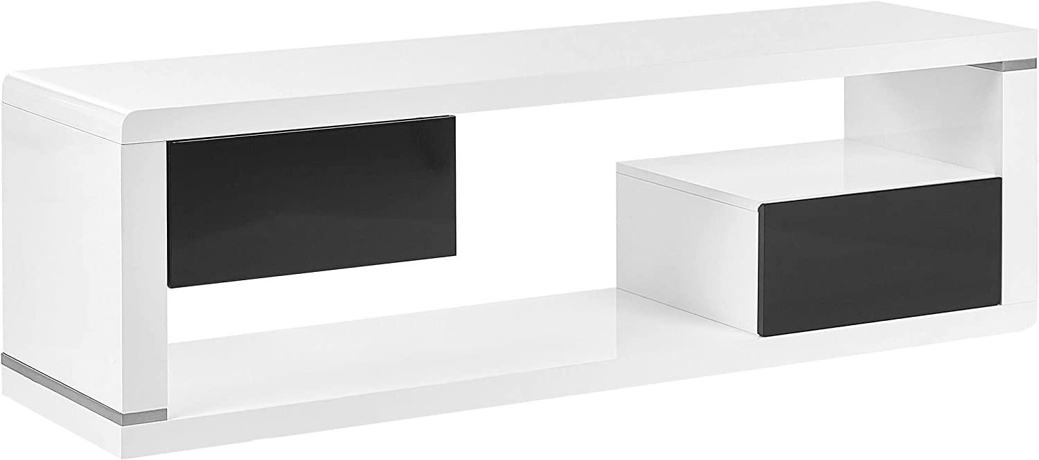 TV-Möbel weiß schwarz mit 2 Schubladen 140 x 39 x 43 cm SPOKAN Bild 1