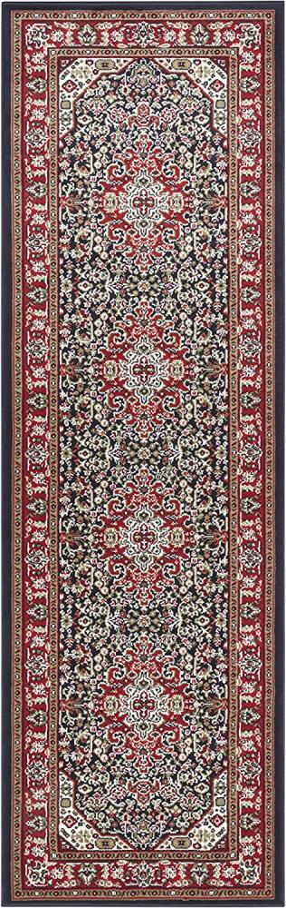 Orientalischer Kurzflor Teppich Skazar Isfahan Navy - 80x250x0,9cm Bild 1