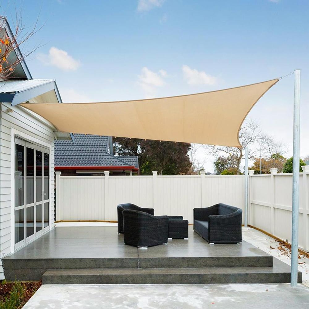 AXT SHADE Sonnensegel Wasserdicht Rechteckig 4x6m Wetterschutz Sonnenschutz PES Polyester mit UV Schutz für Terrasse Balkon Garten-Sand(Wir Machen Sondergrößen) Bild 1