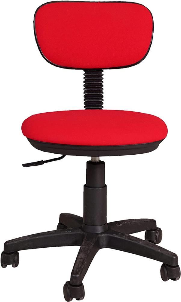Dmora Bürostuhl auf Rädern, Liftstuhl, Gepolsterter Stoffstuhl, 58x53h77 / 87 cm, Rote Farbe Bild 1