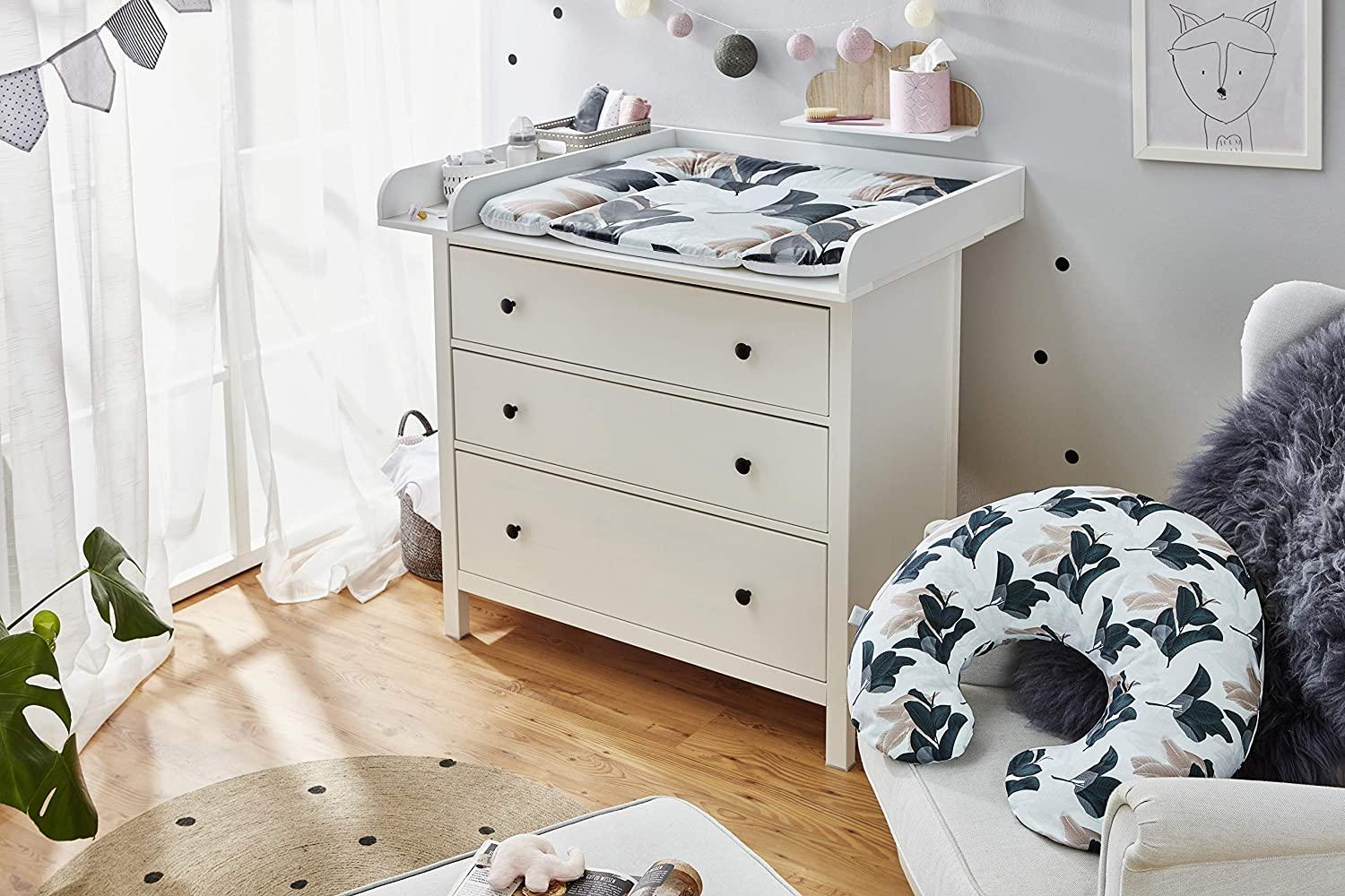 Rotho Babydesign Stillkissen-Set Mini, 180 x 33 cm, Inkl. Breite Wickelauflage, 85 x 72 cm, ab 0 Monate, Nordic Garden Bild 1