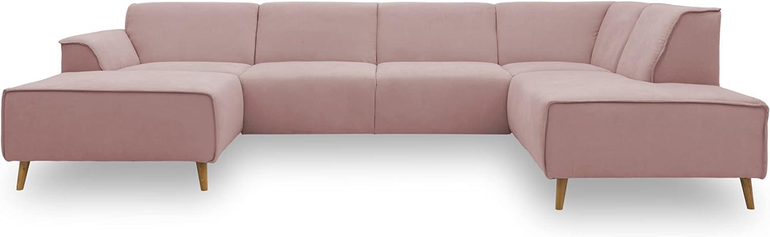 DOMO Collection Jules Wohnlandschaft, Skandinavisches Sofa mit Federkern, Couch in U-Form, rosa (Flamingo), 159x333x191 cm Bild 1