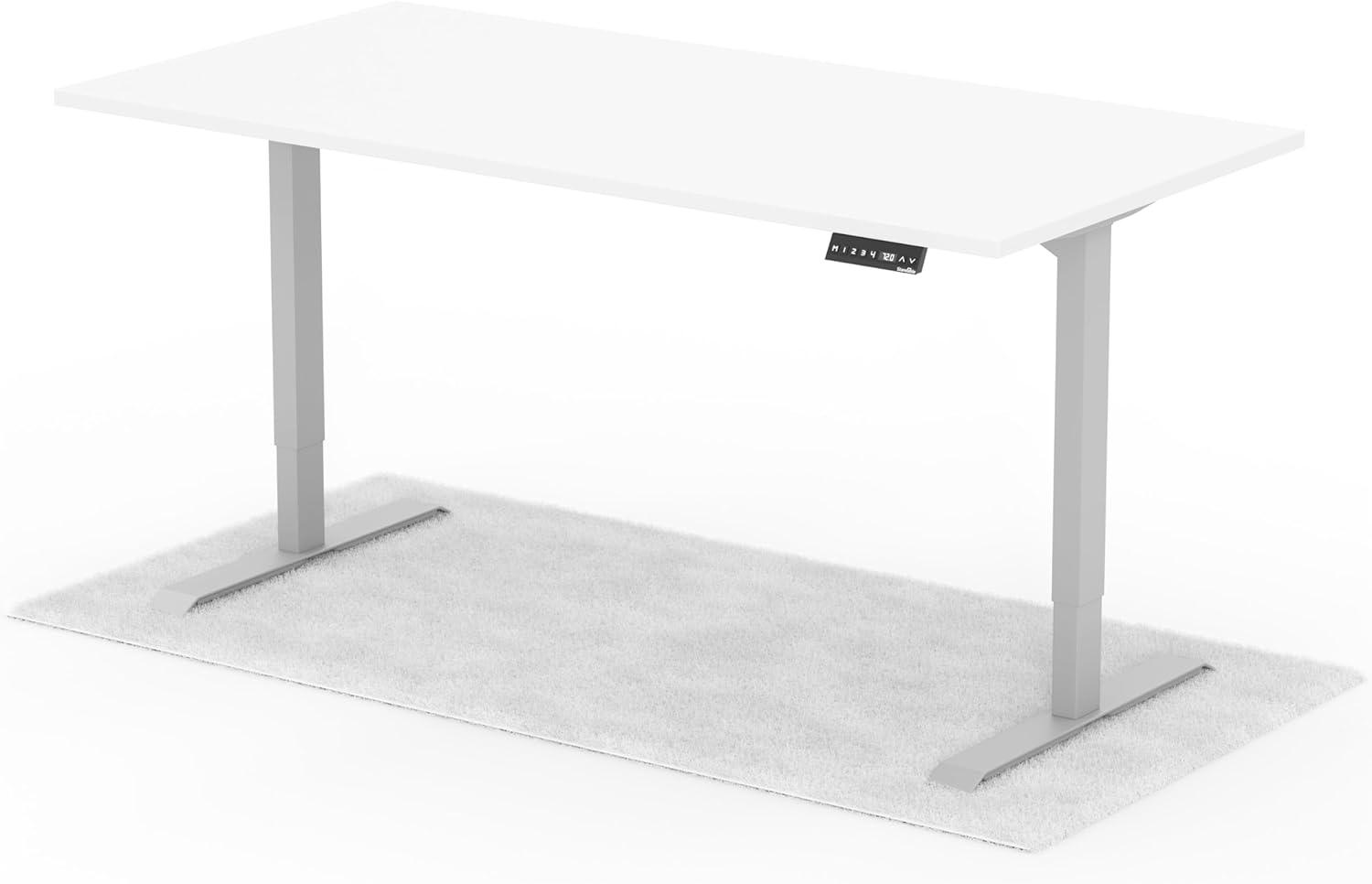 elektrisch höhenverstellbarer Schreibtisch DESK 180 x 90 cm - Gestell Grau, Platte Weiss Bild 1